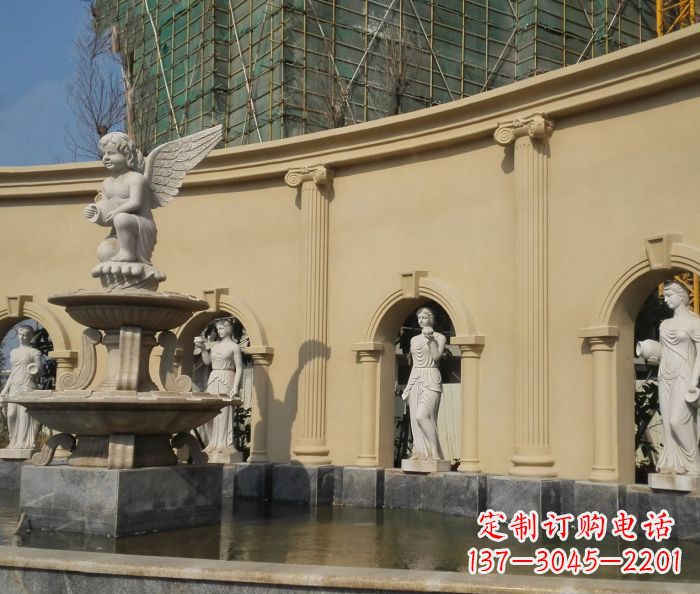 哈尔滨别墅景观天使喷泉石雕 (3)