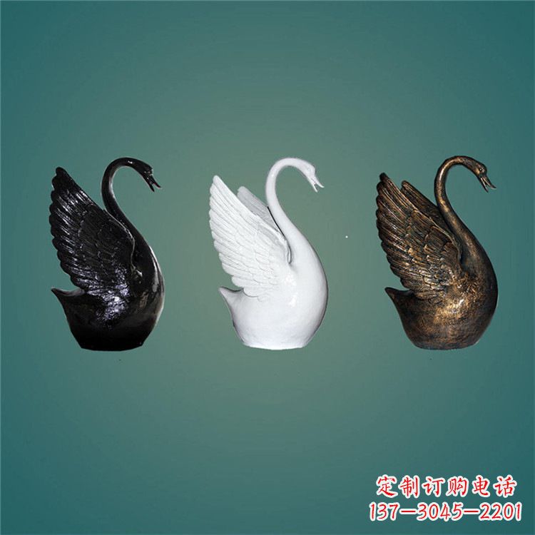 哈尔滨玻璃钢制天鹅雕塑,点缀水景水池
