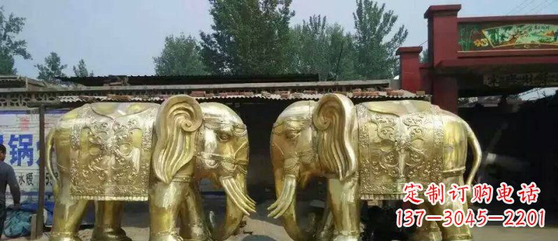 哈尔滨玻璃钢仿铜大象公园动物雕塑