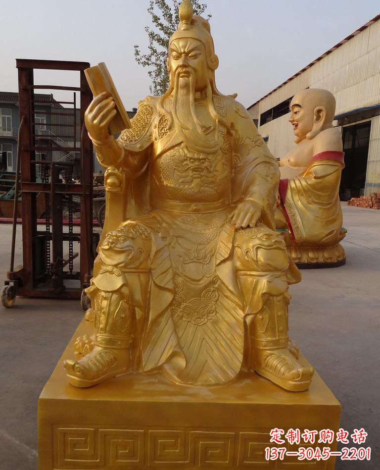 哈尔滨玻璃钢仿铜关公读春秋