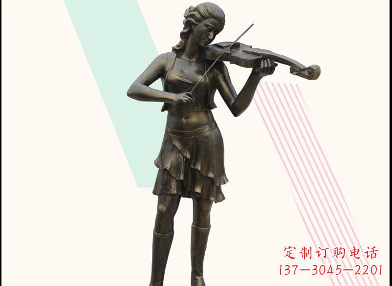 哈尔滨玻璃钢仿铜拉小提琴的女孩