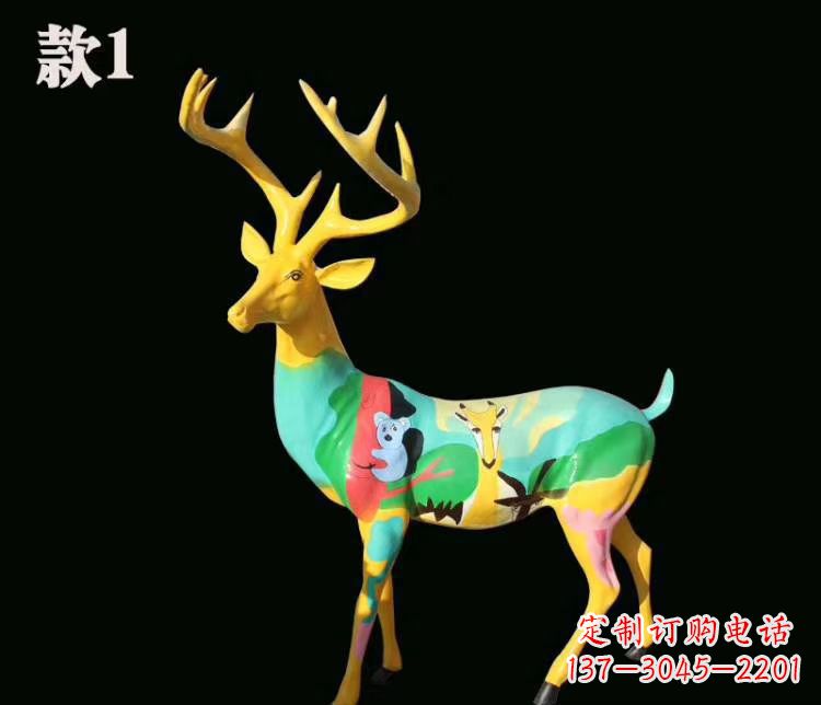 哈尔滨玻璃钢梅花鹿雕塑