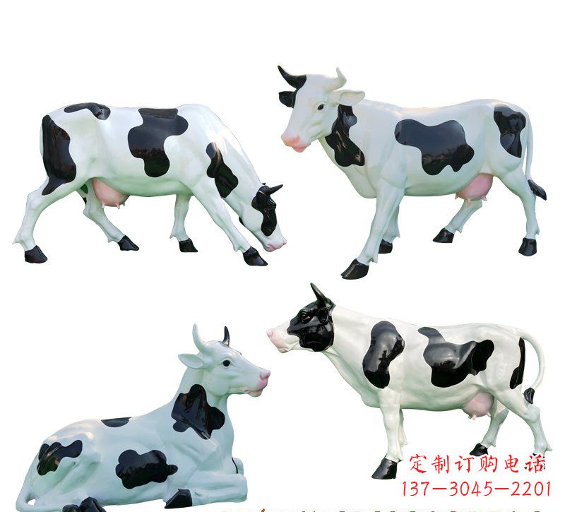 哈尔滨玻璃钢仿真奶牛雕塑精美的艺术品
