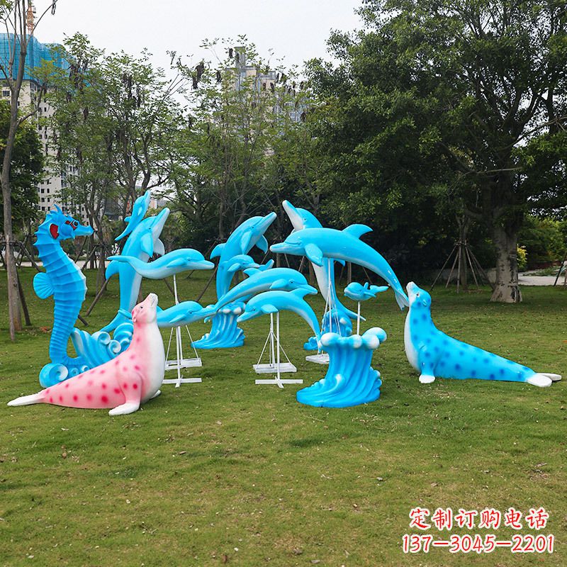 哈尔滨玻璃钢海豚彩绘雕塑