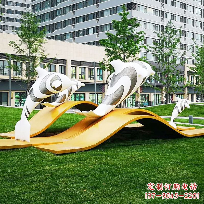 哈尔滨玻璃钢海豚景观雕塑精致的城市动物雕塑