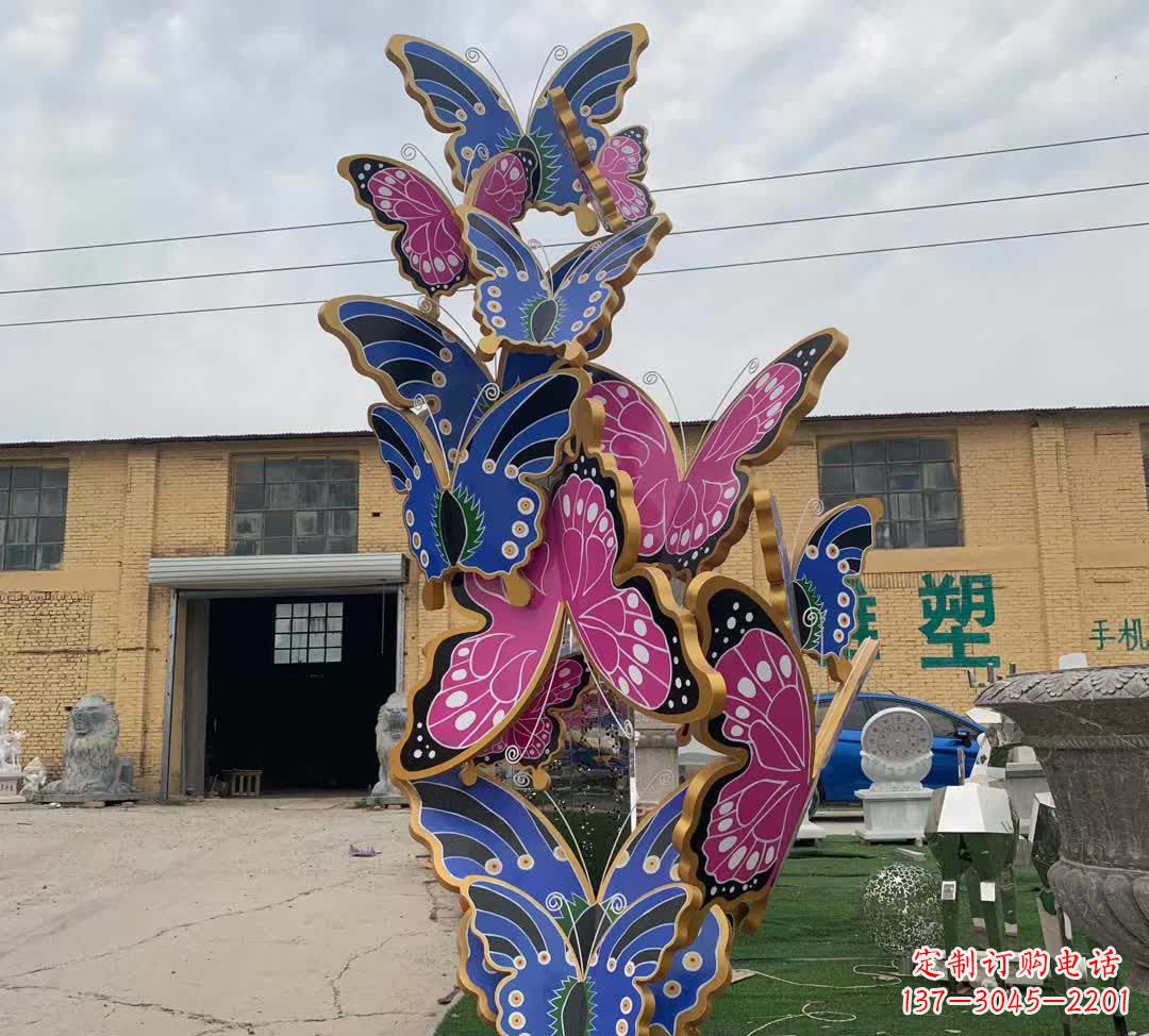 哈尔滨不锈钢彩绘蝴蝶雕塑精美绝伦