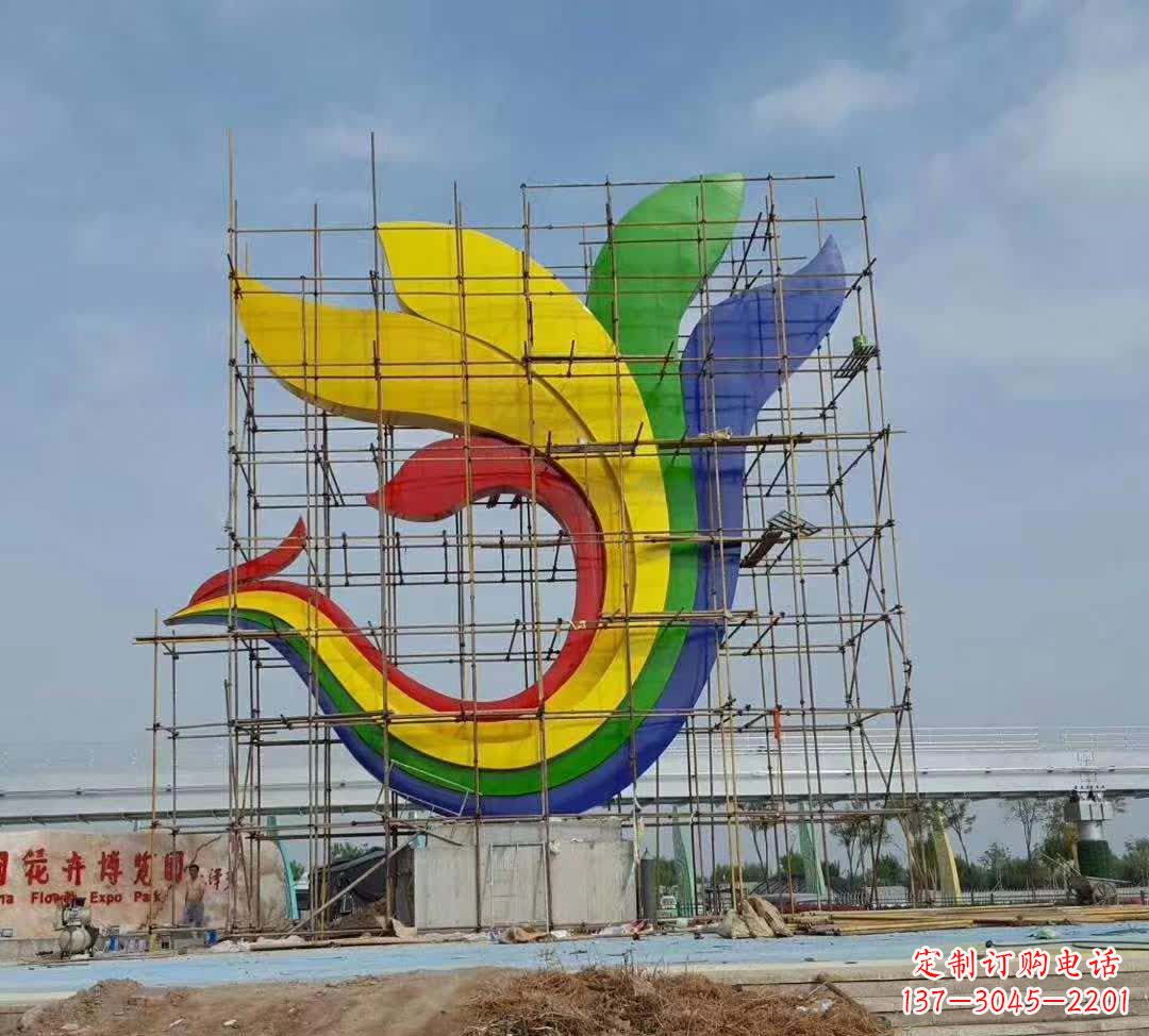 哈尔滨不锈钢彩色凤凰雕塑1