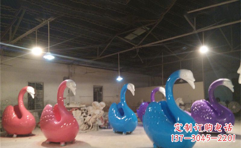 哈尔滨不锈钢彩色天鹅——精美的动物雕塑