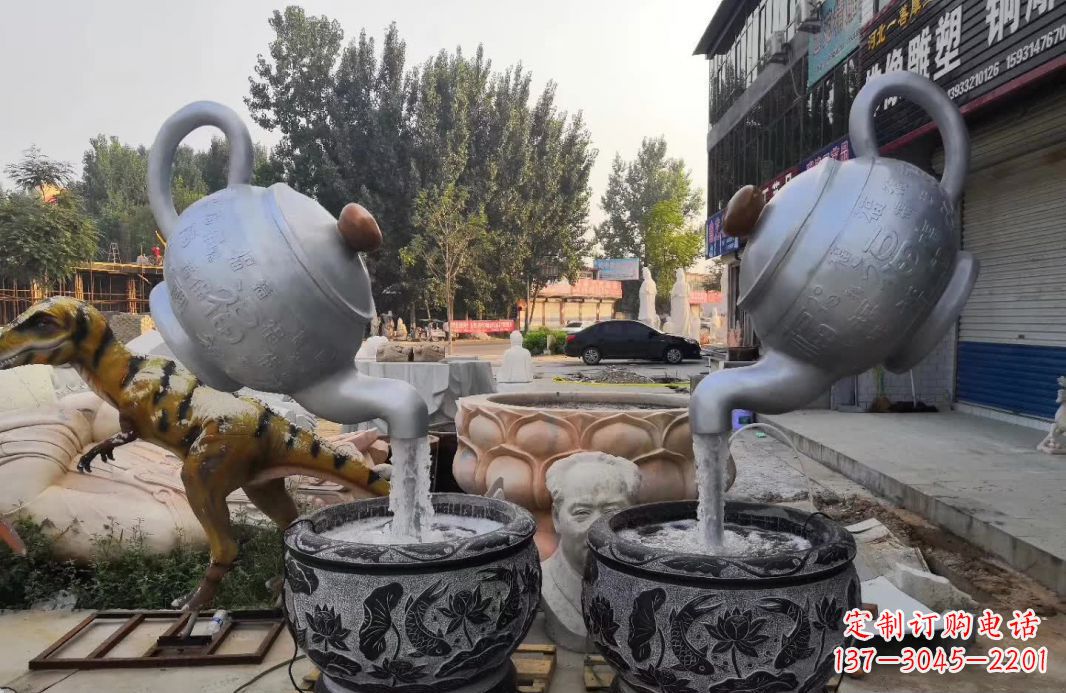 哈尔滨不锈钢茶壶喷泉雕塑精致而又高雅