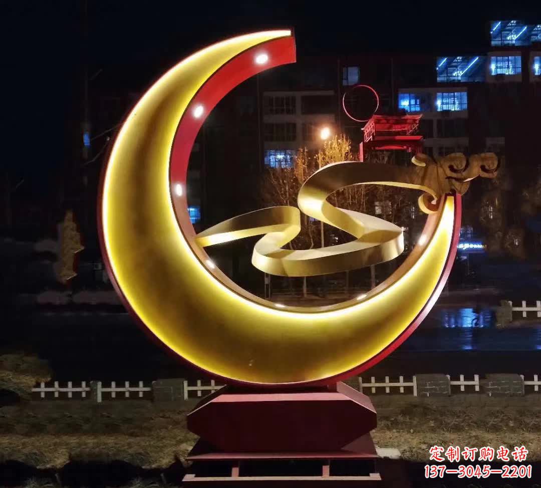 哈尔滨不锈钢城市月亮雕塑1