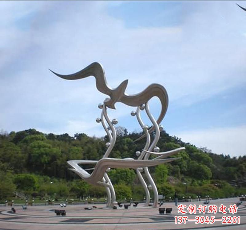 哈尔滨不锈钢城市圆环大雁雕塑