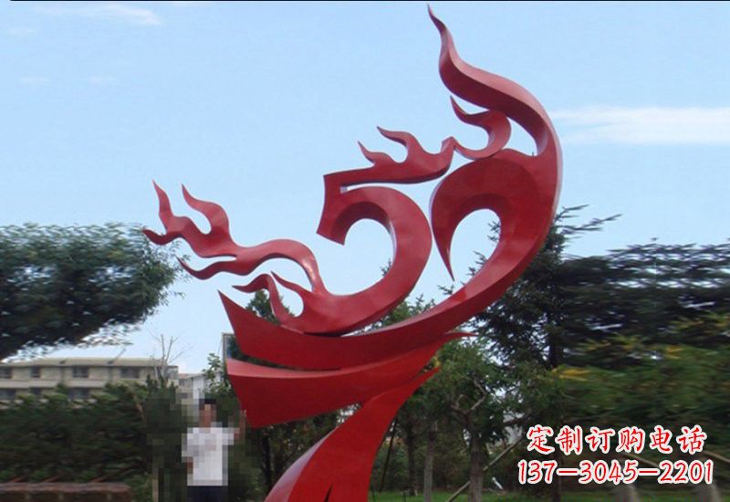 哈尔滨不锈钢凤凰涅槃雕塑——象征着新生