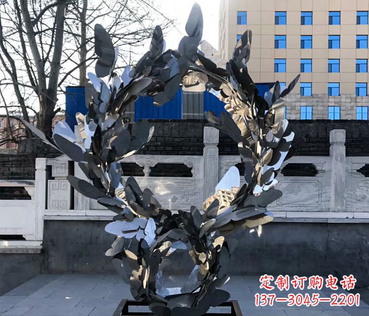 哈尔滨不锈钢蝴蝶花环景观雕塑