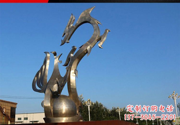 哈尔滨不锈钢抽象龙凤雕塑