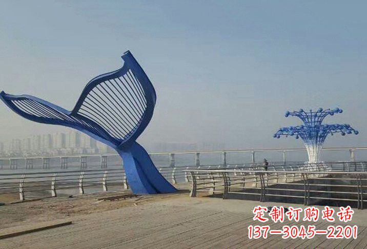 哈尔滨不锈钢抽象喷水鲸鱼雕塑