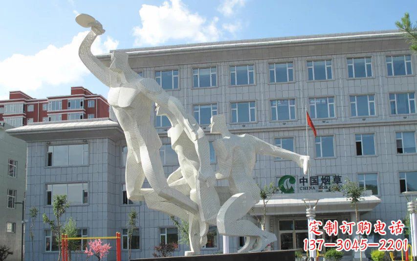 哈尔滨不锈钢打乒乓球人物雕塑