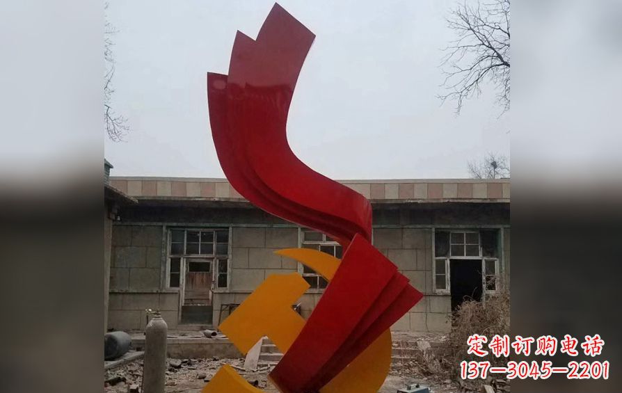哈尔滨不锈钢党徽雕塑——为共产主义奠基