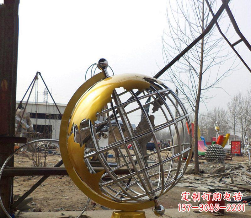 哈尔滨不锈钢地球仪雕塑象征着美好未来