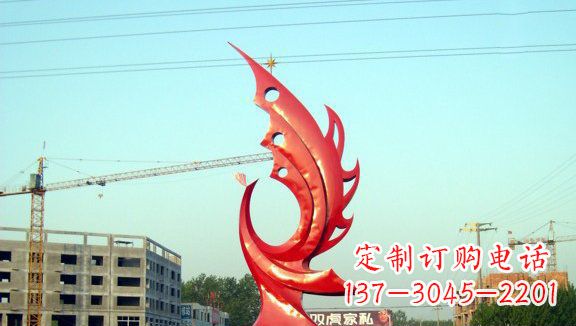 哈尔滨凤凰城市的不锈钢雕塑