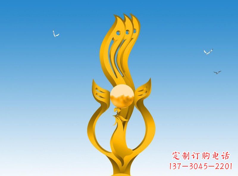 哈尔滨不锈钢凤凰雕塑灿烂外形,精美艺术