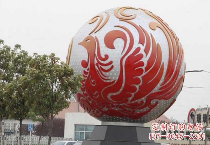 哈尔滨不锈钢凤凰浮雕圆球雕塑精美雕塑把艺术带到生活中