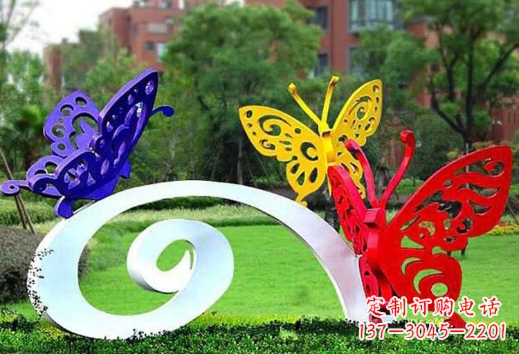 哈尔滨彩色蝴蝶雕塑,点亮不锈钢公园