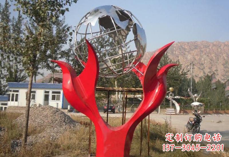 哈尔滨地球雕塑一座象征和平的不锈钢公园