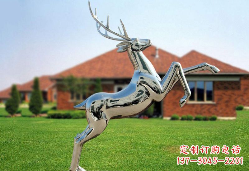 哈尔滨不锈钢公园镜面梅花鹿雕塑