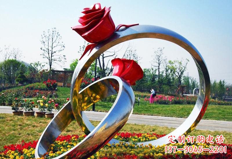 哈尔滨不锈钢公园玫瑰花戒指雕塑精致精美的礼物