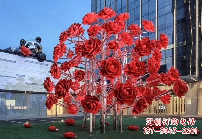 哈尔滨不锈钢公园玫瑰花树雕塑——让玫瑰长驻公园