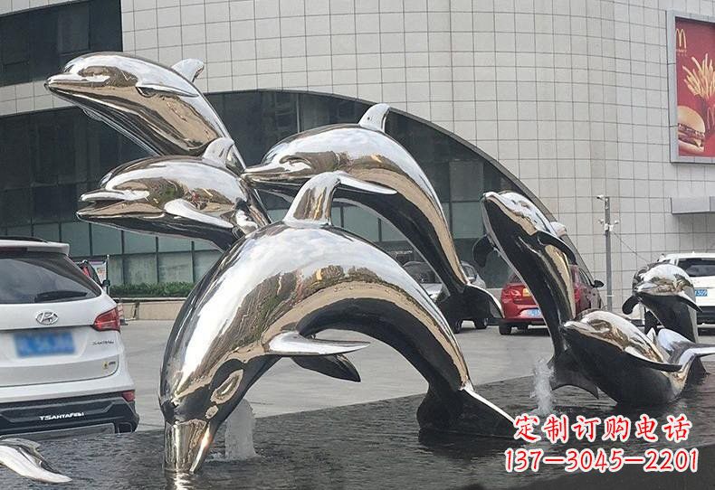 哈尔滨不锈钢广场镜面海豚雕塑