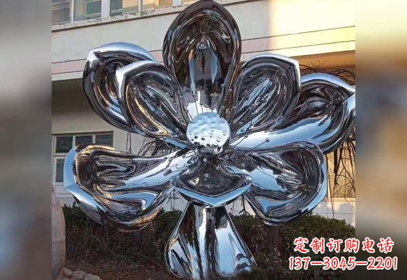 哈尔滨不锈钢广场镜面莲花雕塑精美外形,传承佛教文化