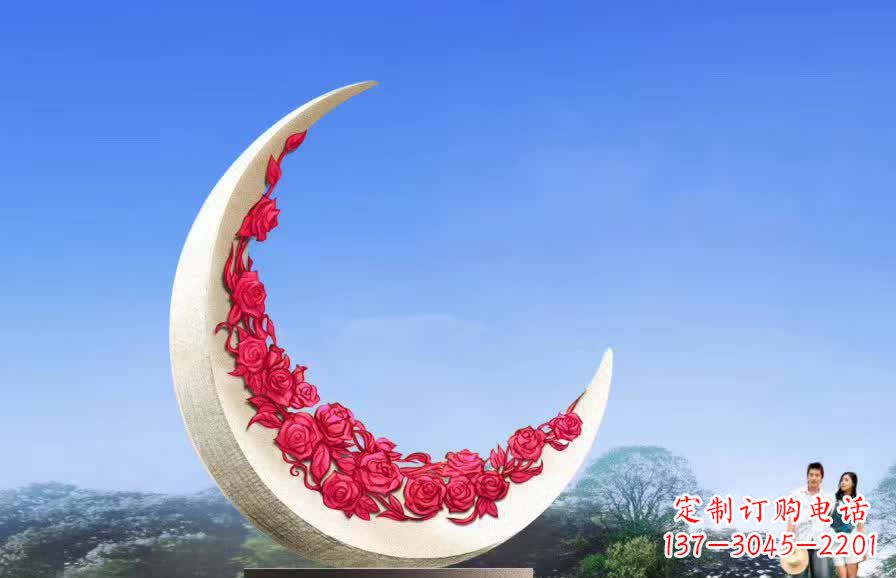 哈尔滨不锈钢广场月亮雕塑1