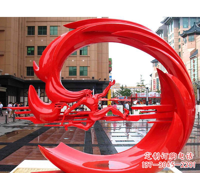 哈尔滨不锈钢广场运动抽象圆环雕塑