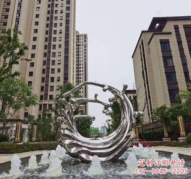哈尔滨不锈钢海浪喷泉雕塑精美雕刻,灿烂绚烂