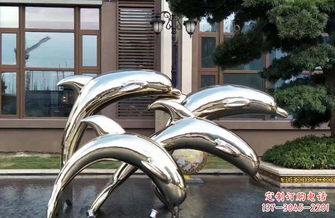 哈尔滨不锈钢海豚跳跃雕塑