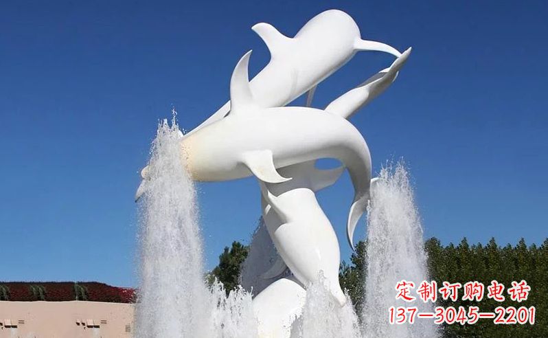 哈尔滨不锈钢海豚喷泉雕塑 (3)