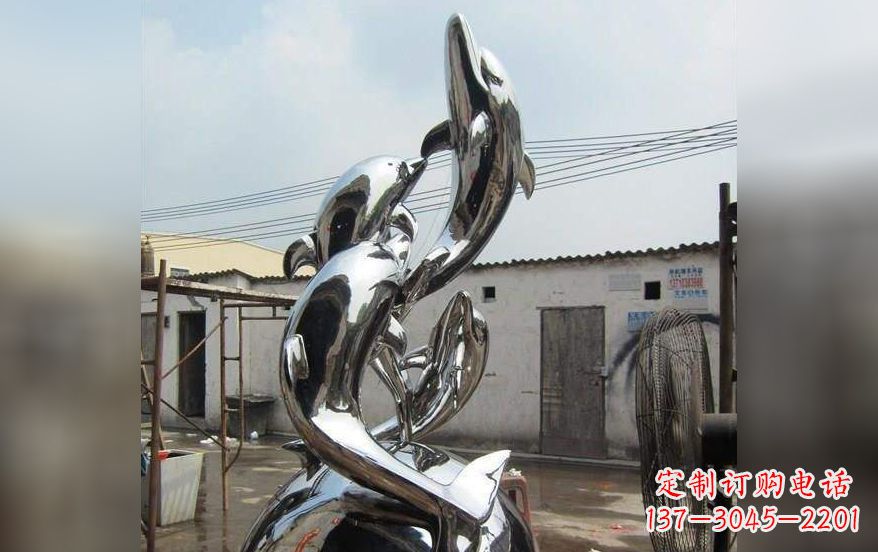 哈尔滨不锈钢海豚嬉戏雕塑
