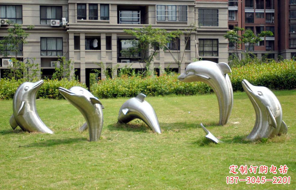 哈尔滨不锈钢海豚小区雕塑