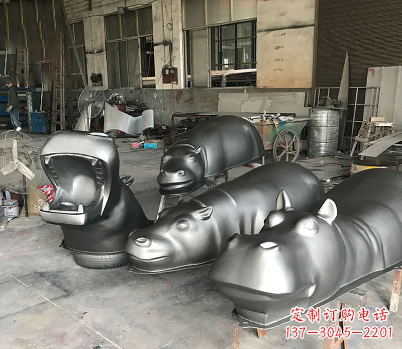 哈尔滨不锈钢河马雕塑2