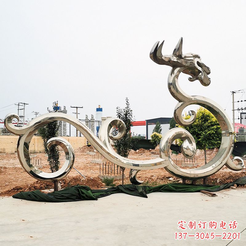 哈尔滨不锈钢花边龙形雕塑传承中华文化精髓