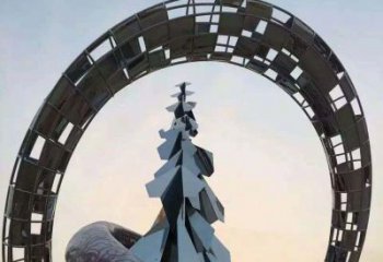 哈尔滨不锈钢松树祥云雕塑