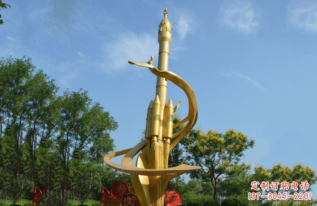 哈尔滨火箭飞向蓝天不锈钢火箭广场景观雕塑