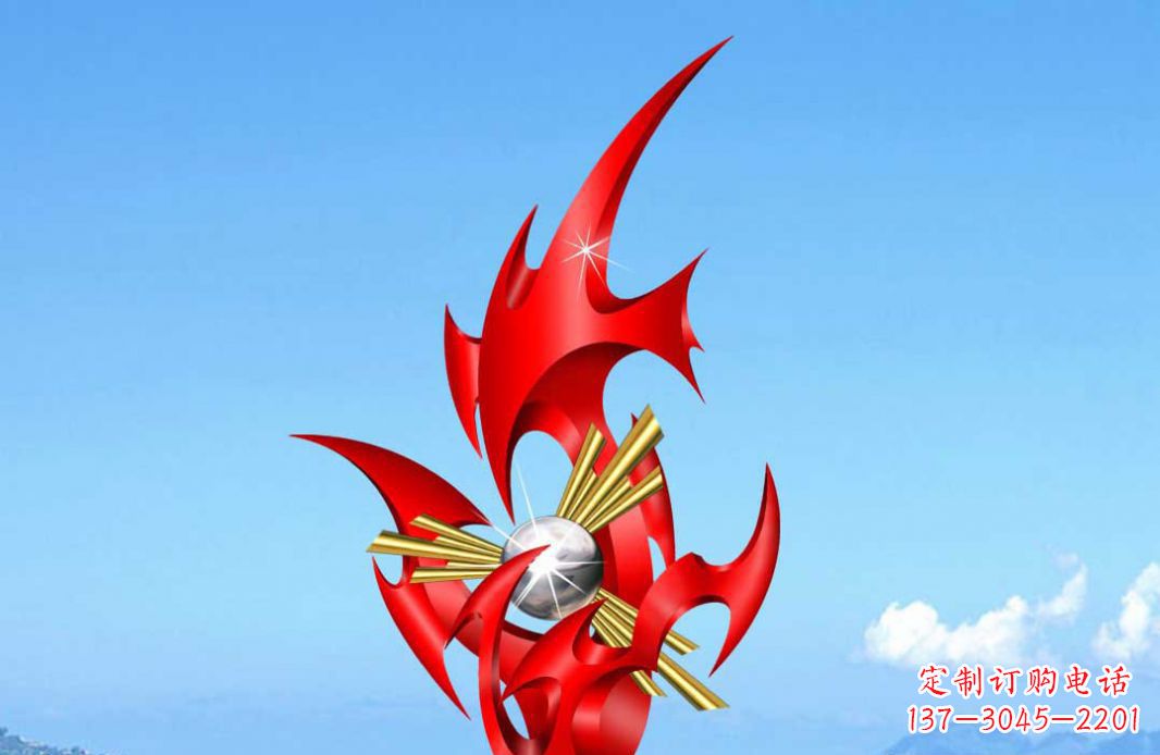 哈尔滨不锈钢火苗抽象景观雕塑给城市添彩