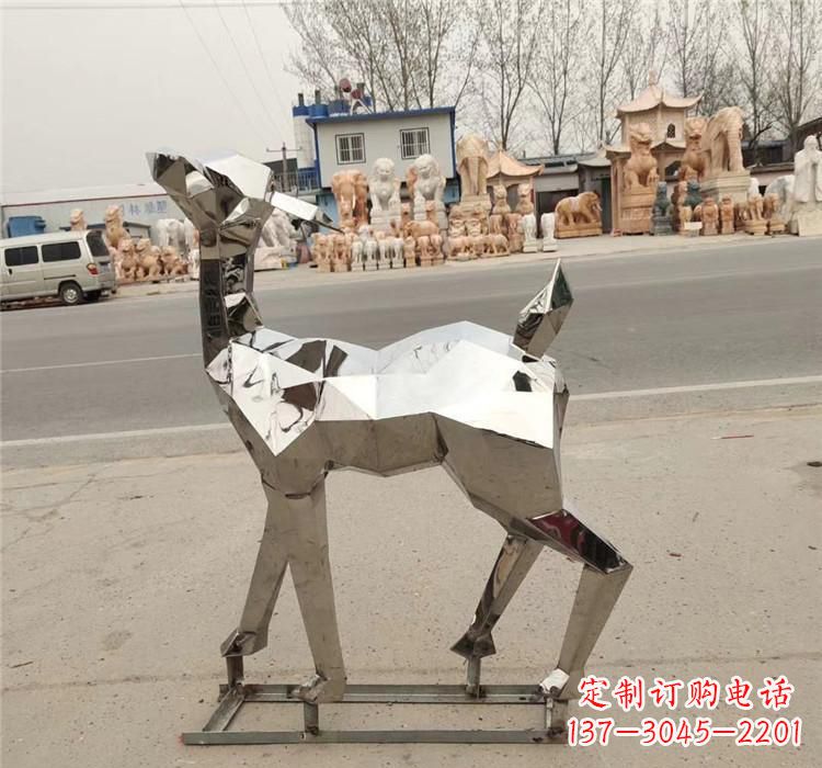 哈尔滨不锈钢几何小鹿雕塑精美艺术品