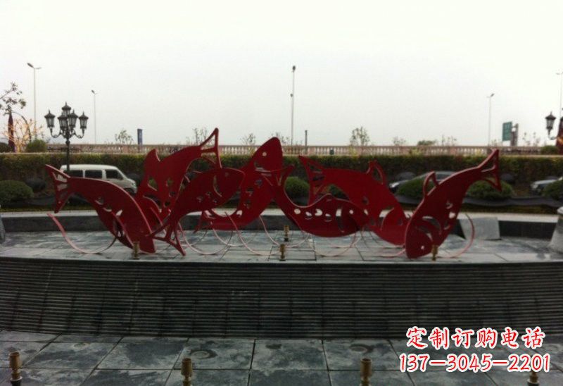 哈尔滨不锈钢剪纸红鲤鱼雕塑
