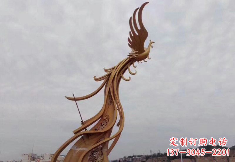 哈尔滨不锈钢金凤凰雕塑2
