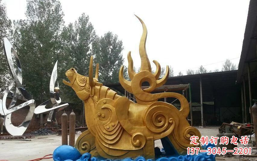 哈尔滨不锈钢金牛卧波雕塑
