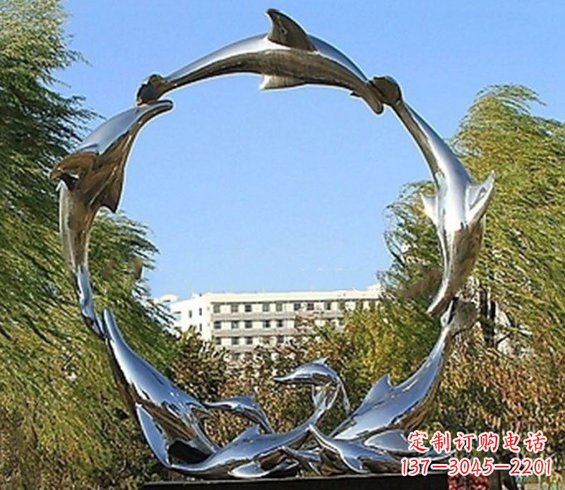 哈尔滨不锈钢景观海豚雕塑 (2)