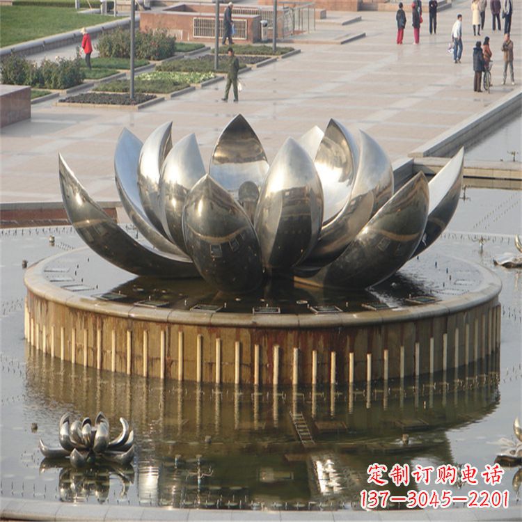 哈尔滨不锈钢莲花荷花喷水喷泉-公园景区水景雕塑